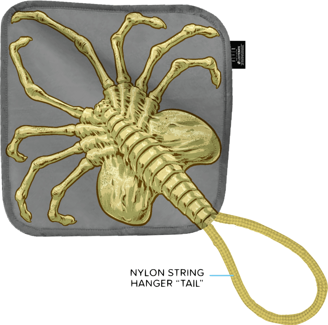 Loot Crate Alien Facehugger Face Towel with String Hanger "Tail"