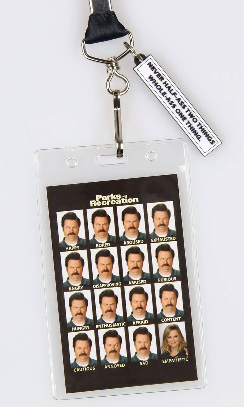 Parks and Recreation Lanyard Never Half Ass Two Things with ID Badge