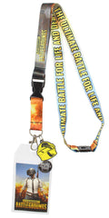 Playerunknown's Battleground PUBG Lanyard with ID Holder, Rubber Charm, and Collectible Sticker