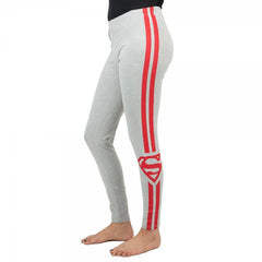 Womens Juniors Grey Super Girl Superman Racer Stripe Active Fitness Pants DC Comics