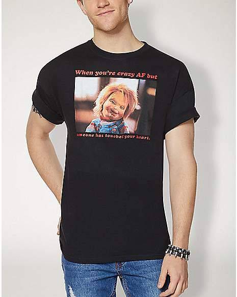 Men's Black Chucky Child's Play Crazy Graphic Tee T-Shirt