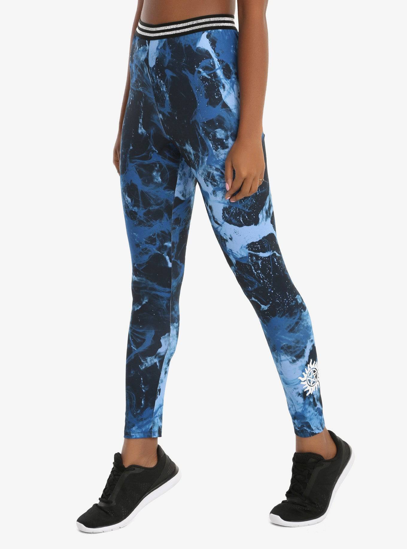 Womens Juniors Supernatural Blue Marble Active Capri Yoga Pants