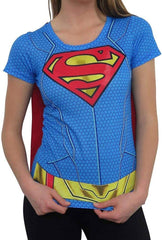 Women Junior's Superman DC Comics Sublimated Cape T-Shirt Tee