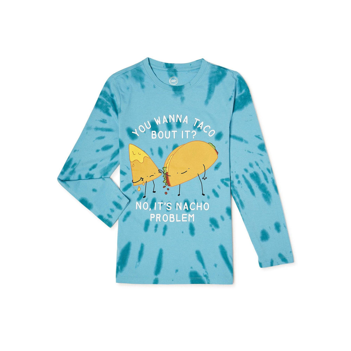 Boys’ Wonder Nation Nacho Problem Taco Graphic T-Shirt with Long Sleeves, Sizes 4-18 & Husky