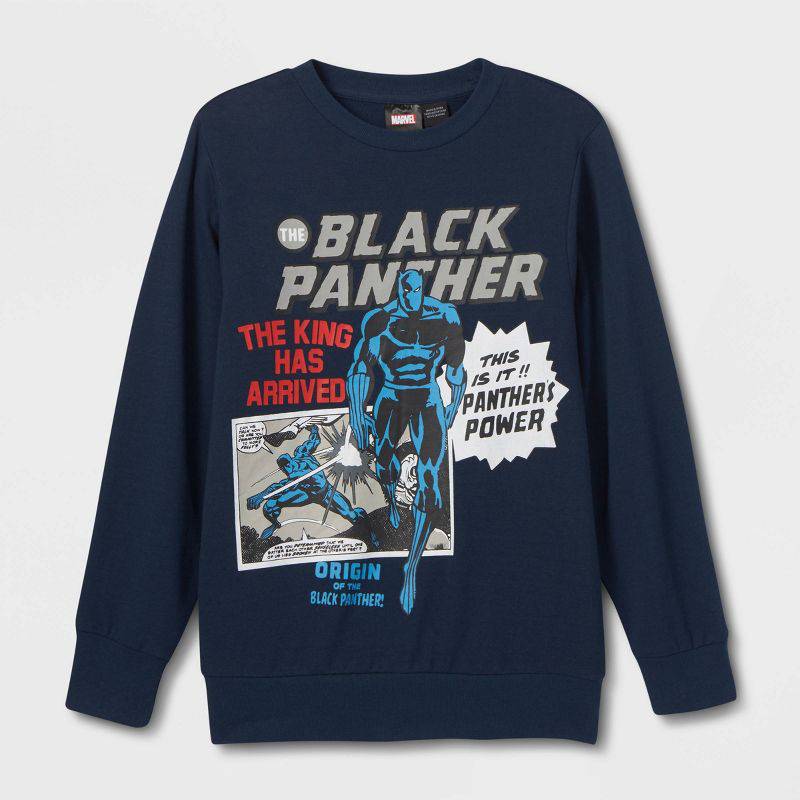 Boys' Marvel Black Panther Crewneck Sweatshirt - Sweater Blue