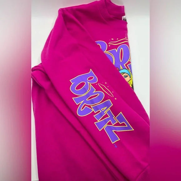 Pink Oversized Bratz Graphic Logo Crewneck Pullover Sweater