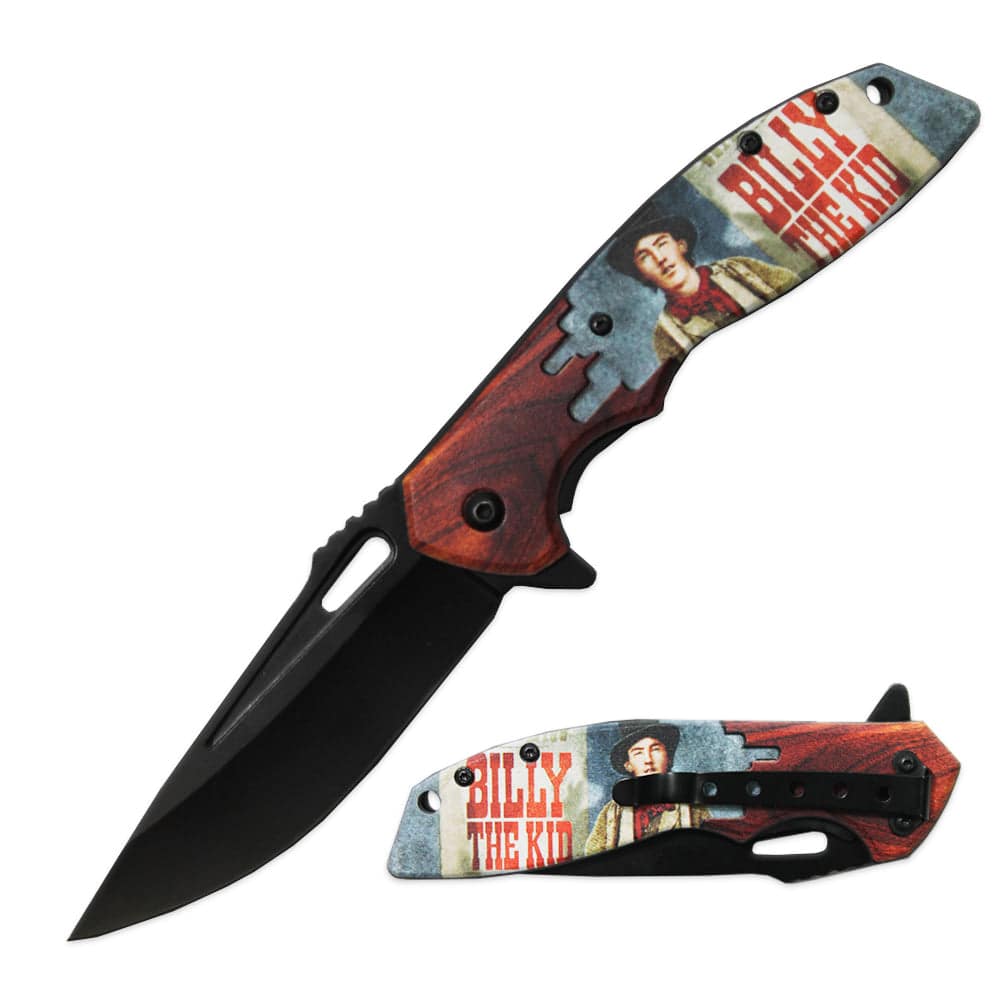 PK 3106-BK 4.75" Billy The Kid Assist-Open Folding Knife with Belt Clip