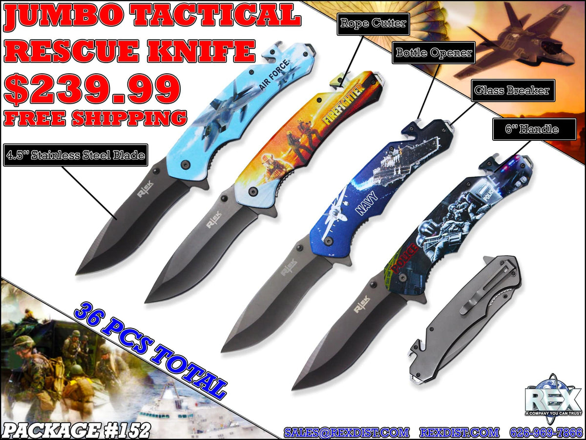 Package Deal #152 - Jumbo Servicemen Rescue Folding Knives | FREE SHIPPING