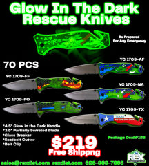 PKG DEAL #158- 70 PCS Glow In The Dark Servicemen Folding Knife Special  | FREE SHIPPING