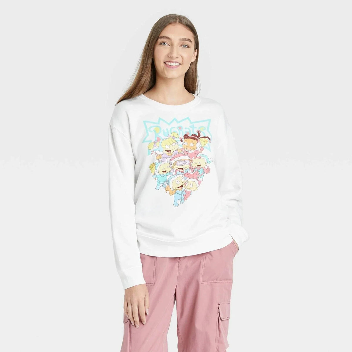 Women's Nickelodeon White Holiday Rugrats Sweatshirt