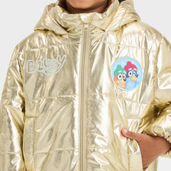 Bluey Girl's Toddlers Gold Puffer Coat