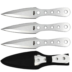 TK 777-310SL 10" 3PCS Rtek Throwing Knife Set Silver with Sheath