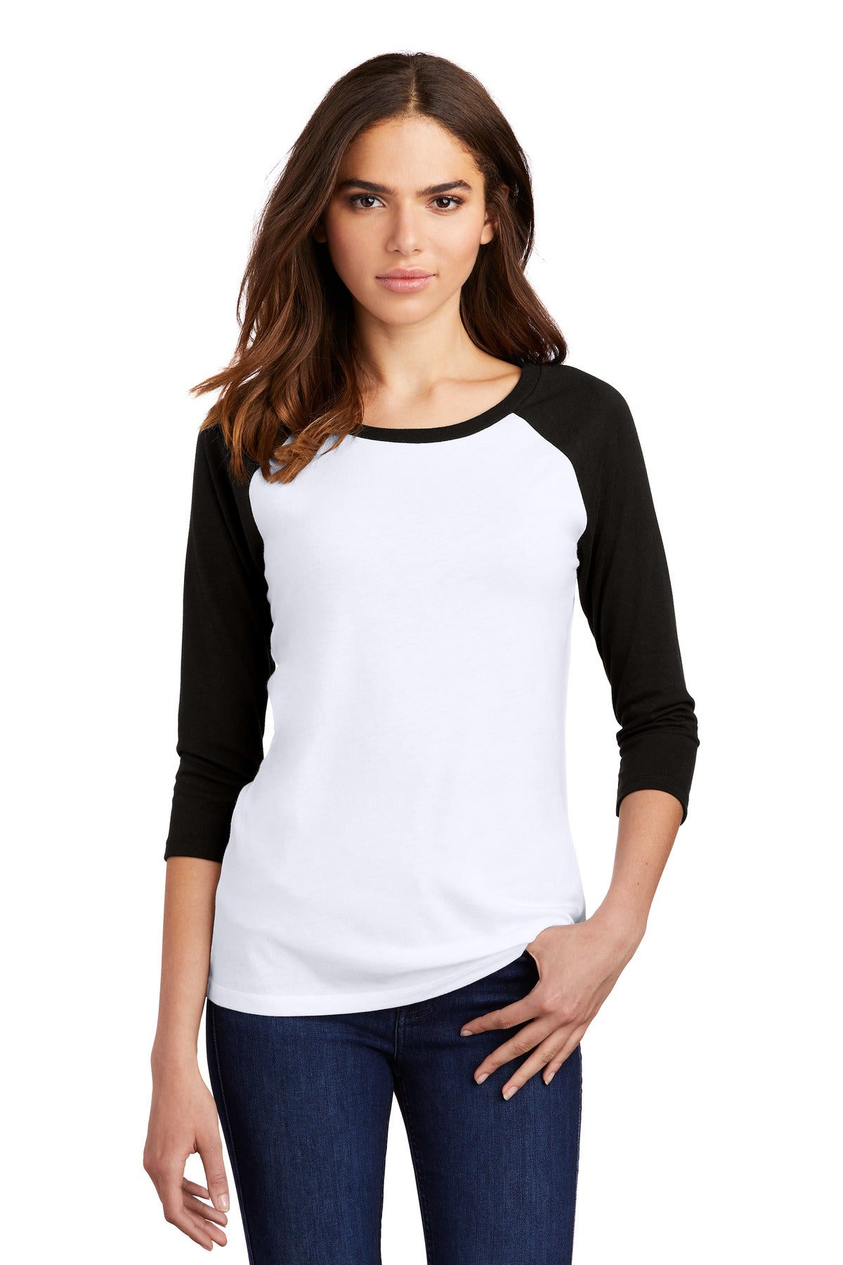 District® Women's Perfect Tri® 3/4-Sleeve Raglan. DM136L