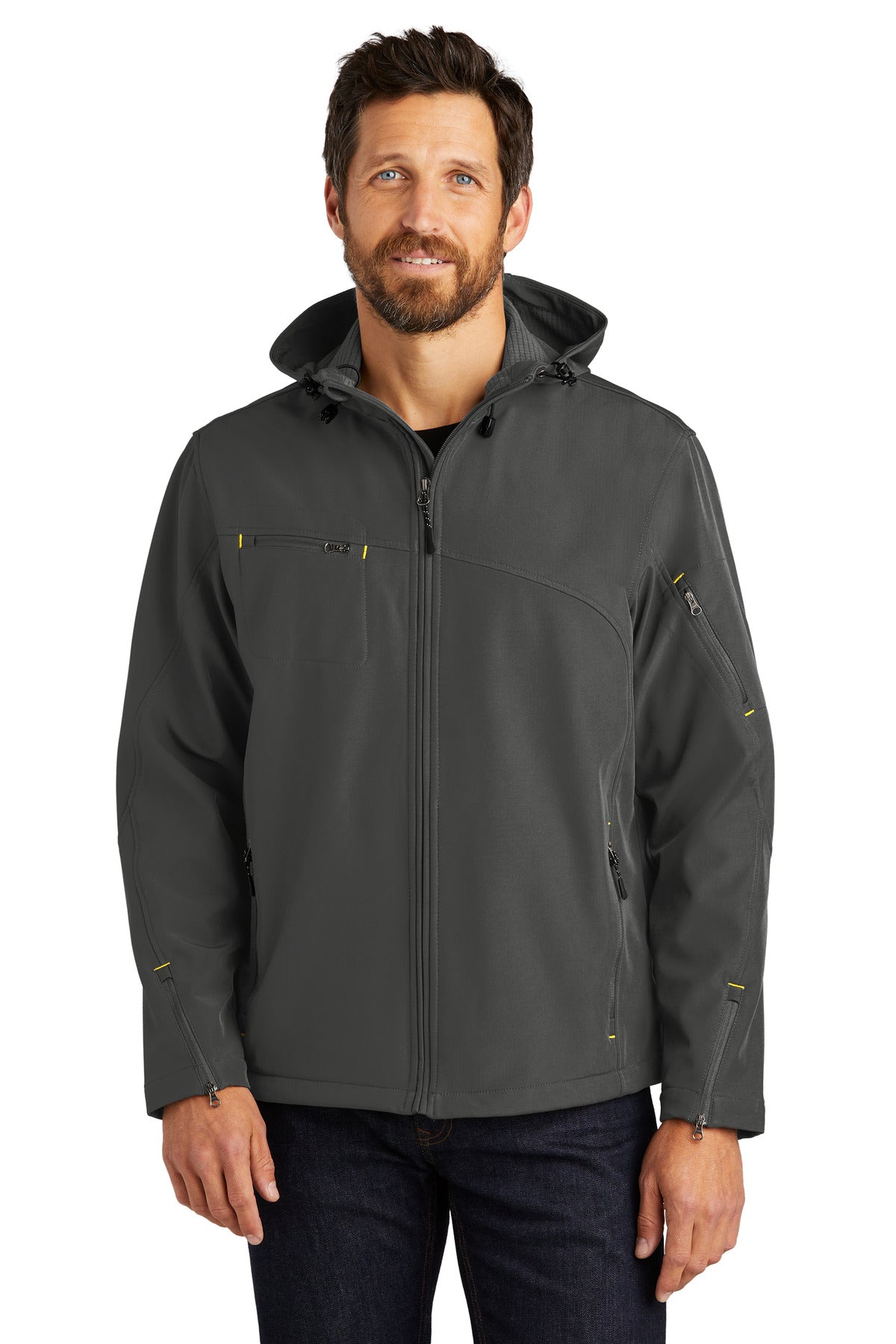 Port Authority® Textured Hooded Soft Shell Jacket. J706