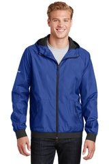 Sport-Tek® Embossed Hooded Wind Jacket. JST53