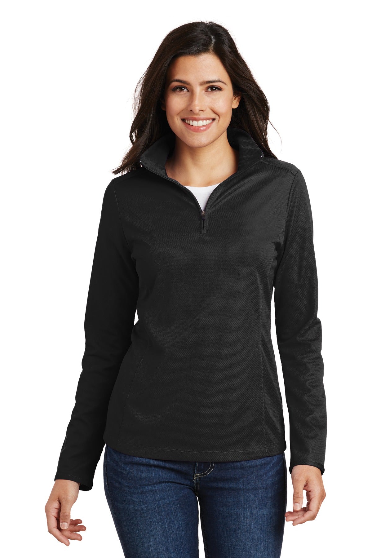 Port Authority® Ladies Pinpoint Mesh 1/2-Zip . L806