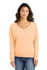 Port & Company® Ladies Beach Wash® Garment-Dyed V-Neck Sweatshirt LPC098V