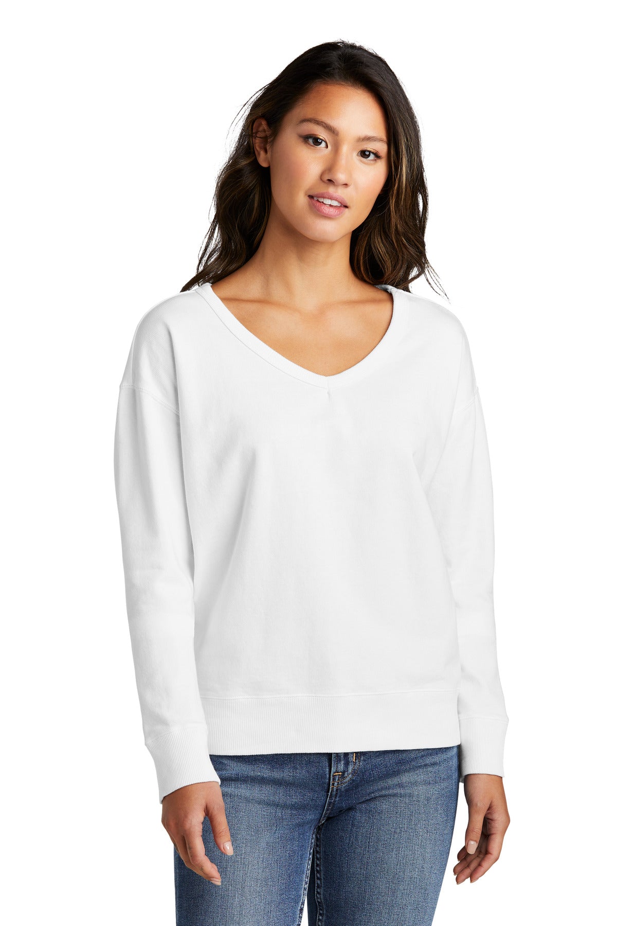 Port & Company® Ladies Beach Wash® Garment-Dyed V-Neck Sweatshirt LPC098V