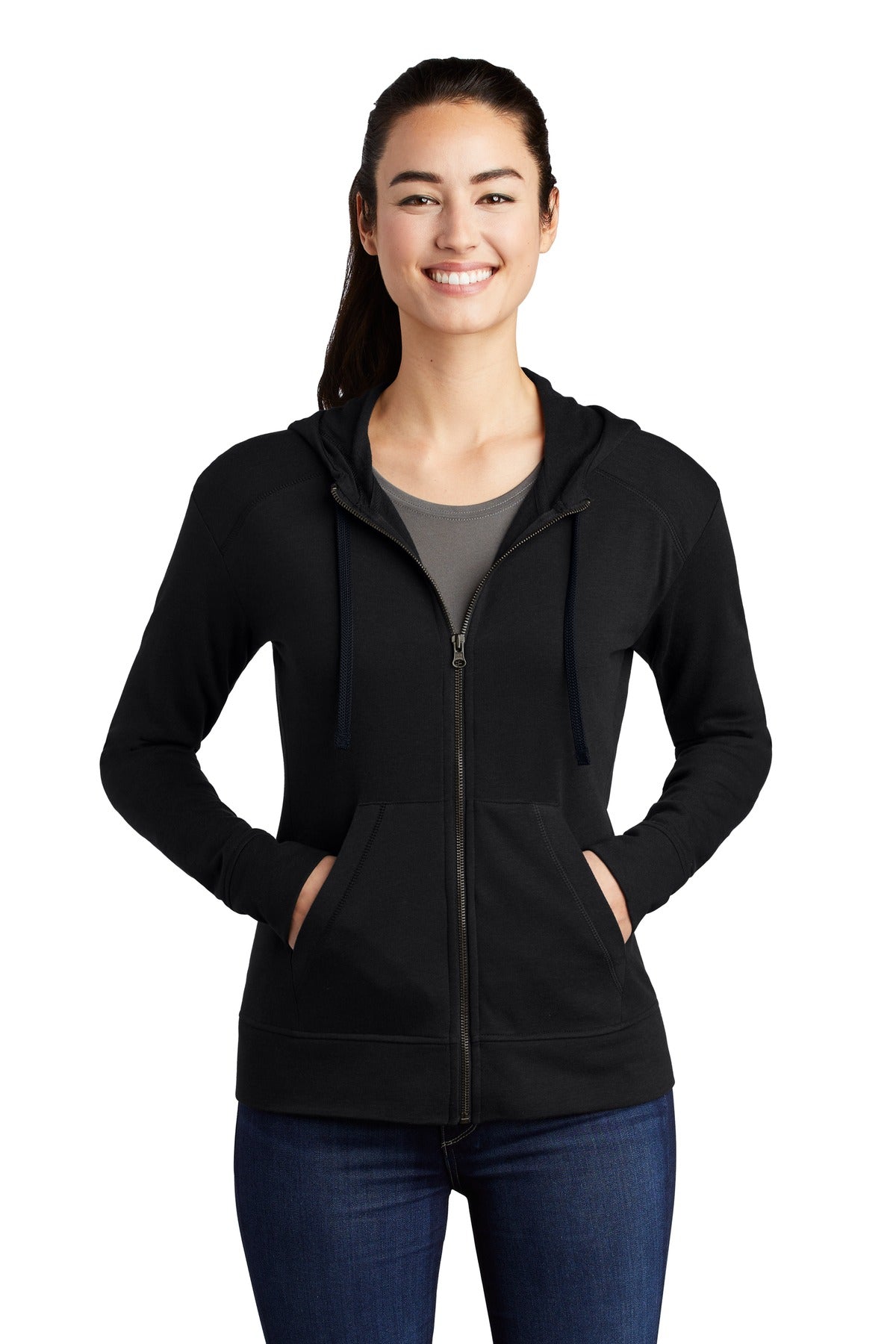 Sport-Tek ® Ladies PosiCharge ® Tri-Blend Wicking Fleece Full-Zip Hooded Jacket LST293