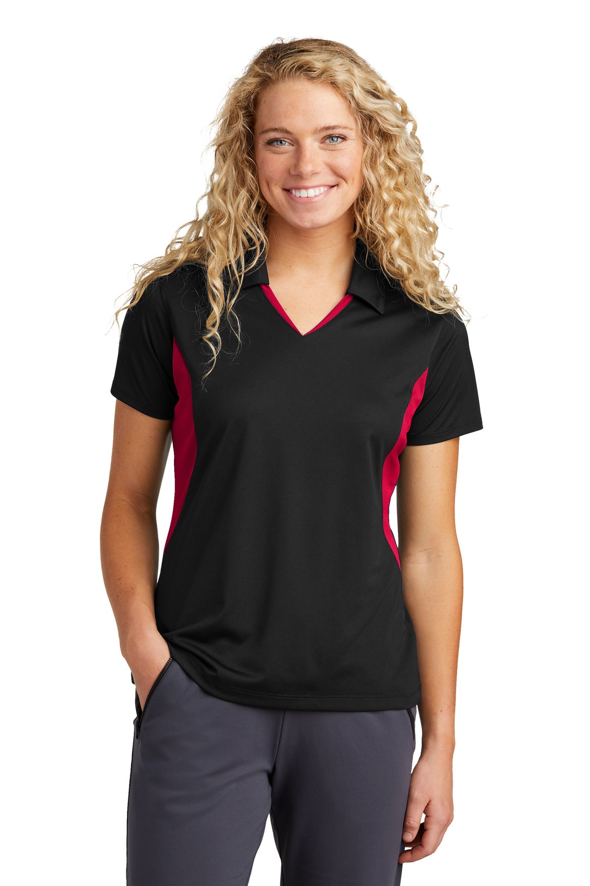 Sport-Tek® Ladies Side Blocked Micropique Sport-Wick® Polo. LST655