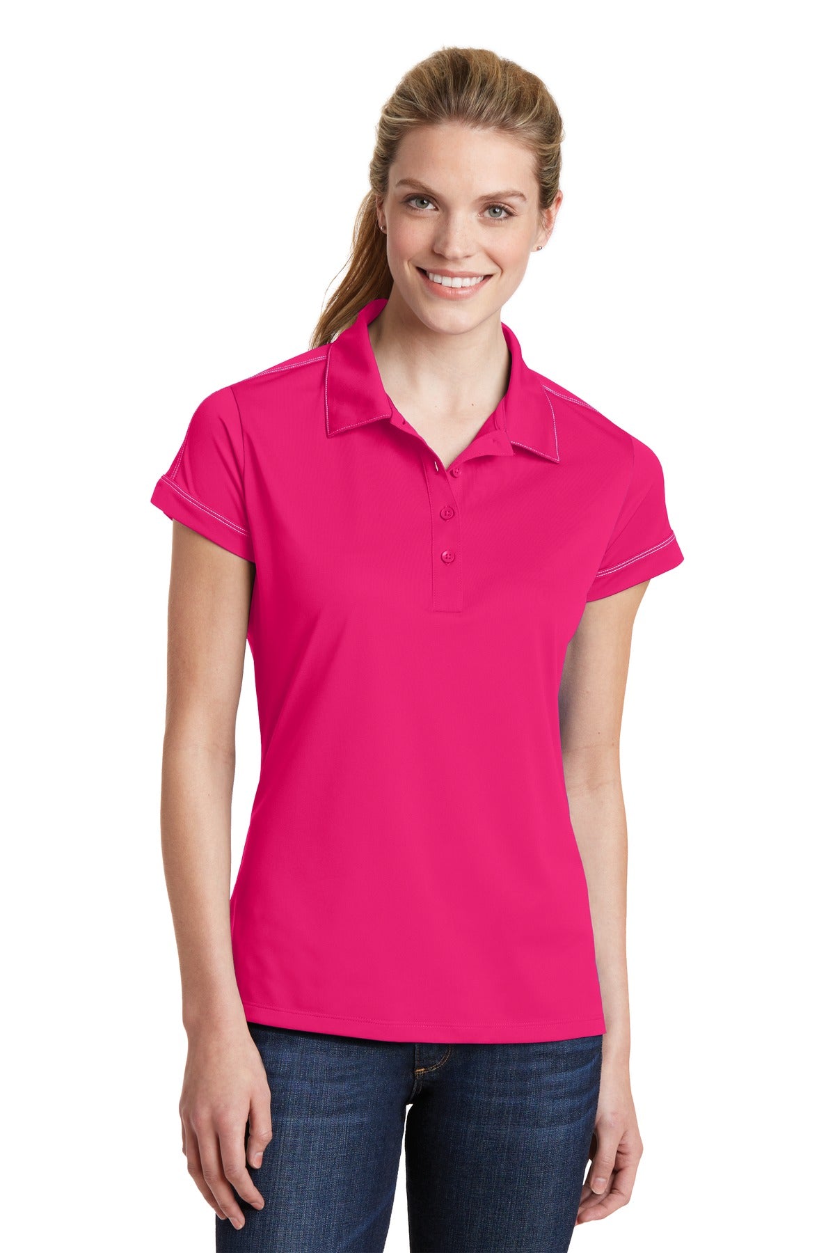 Sport-Tek® Ladies Contrast Stitch Micropique Sport-Wick® Polo. LST659