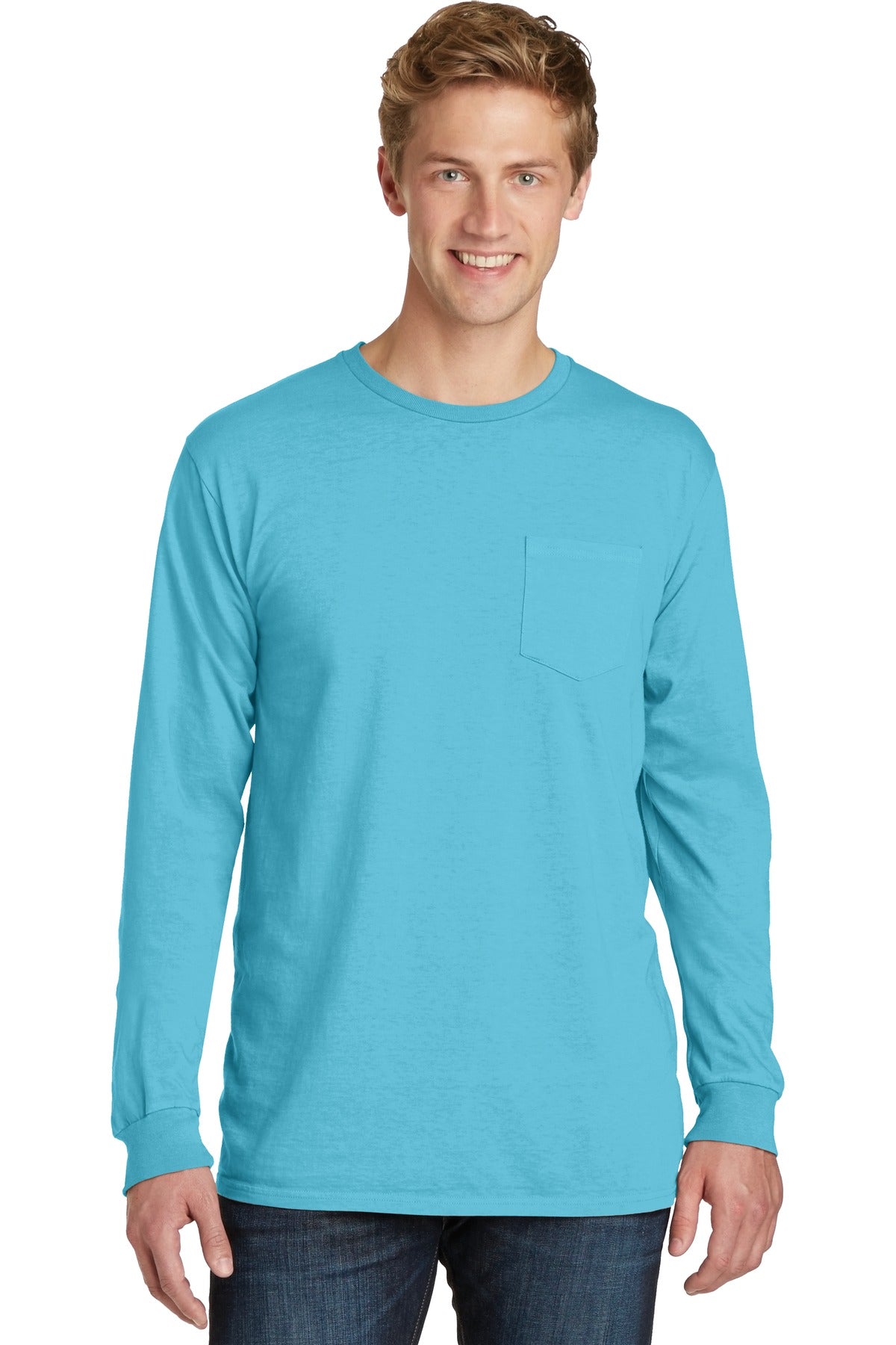 Port & Company® Beach Wash® Garment-Dyed Long Sleeve Pocket Tee  PC099LSP