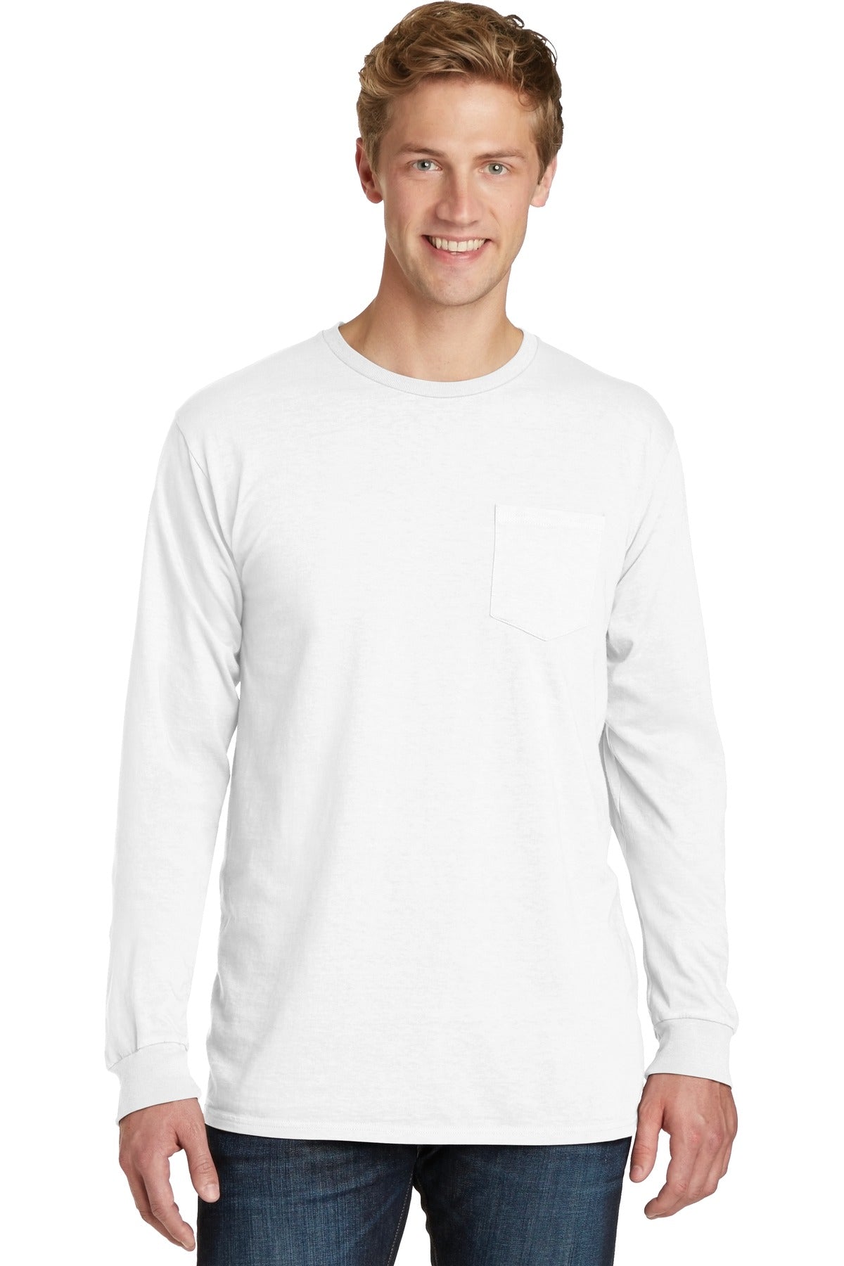 Port & Company® Beach Wash® Garment-Dyed Long Sleeve Pocket Tee  PC099LSP