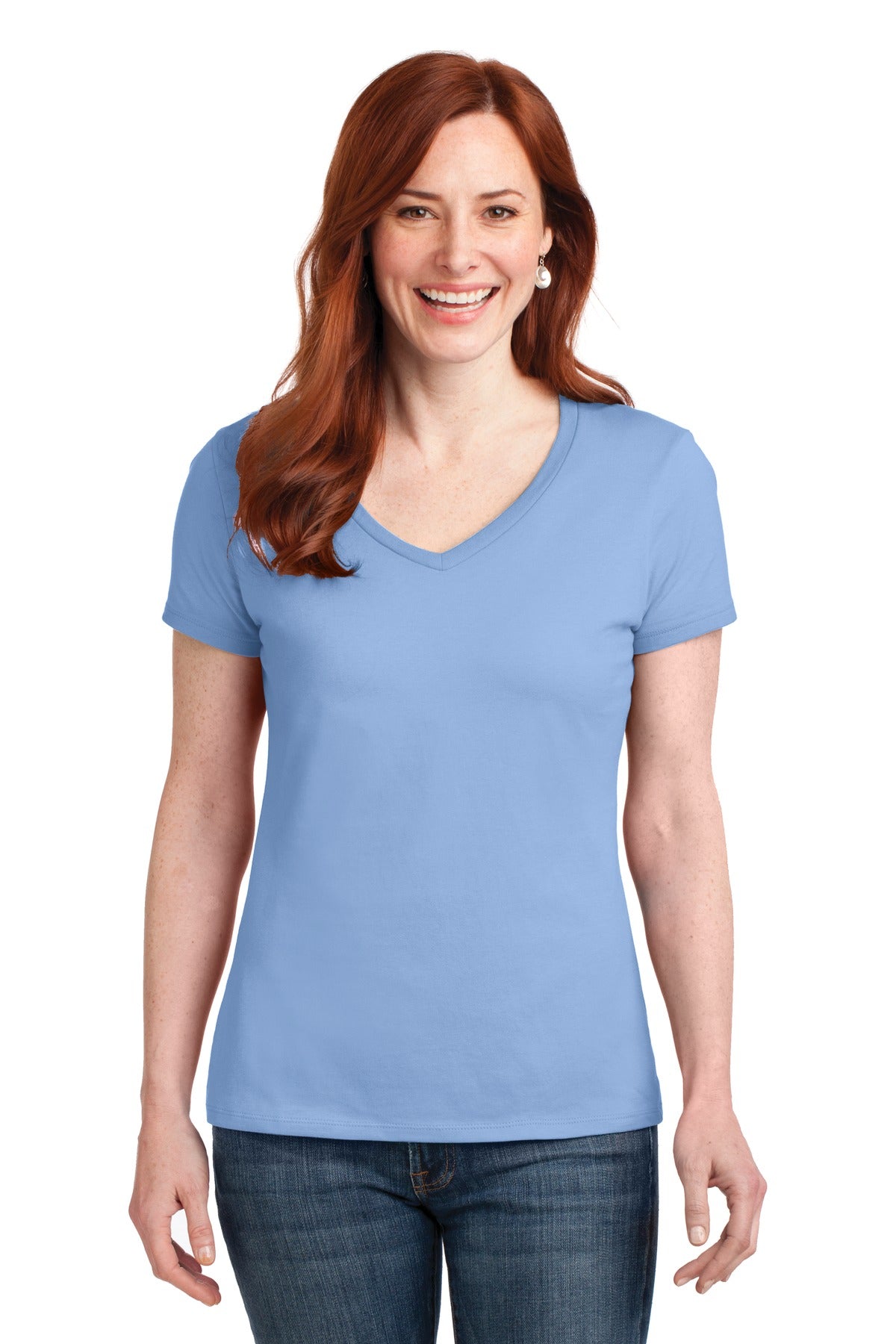 Hanes® Ladies Perfect-T Cotton V-Neck T-Shirt. S04V