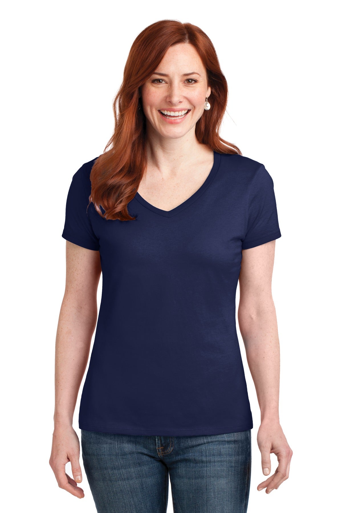 Hanes® Ladies Perfect-T Cotton V-Neck T-Shirt. S04V