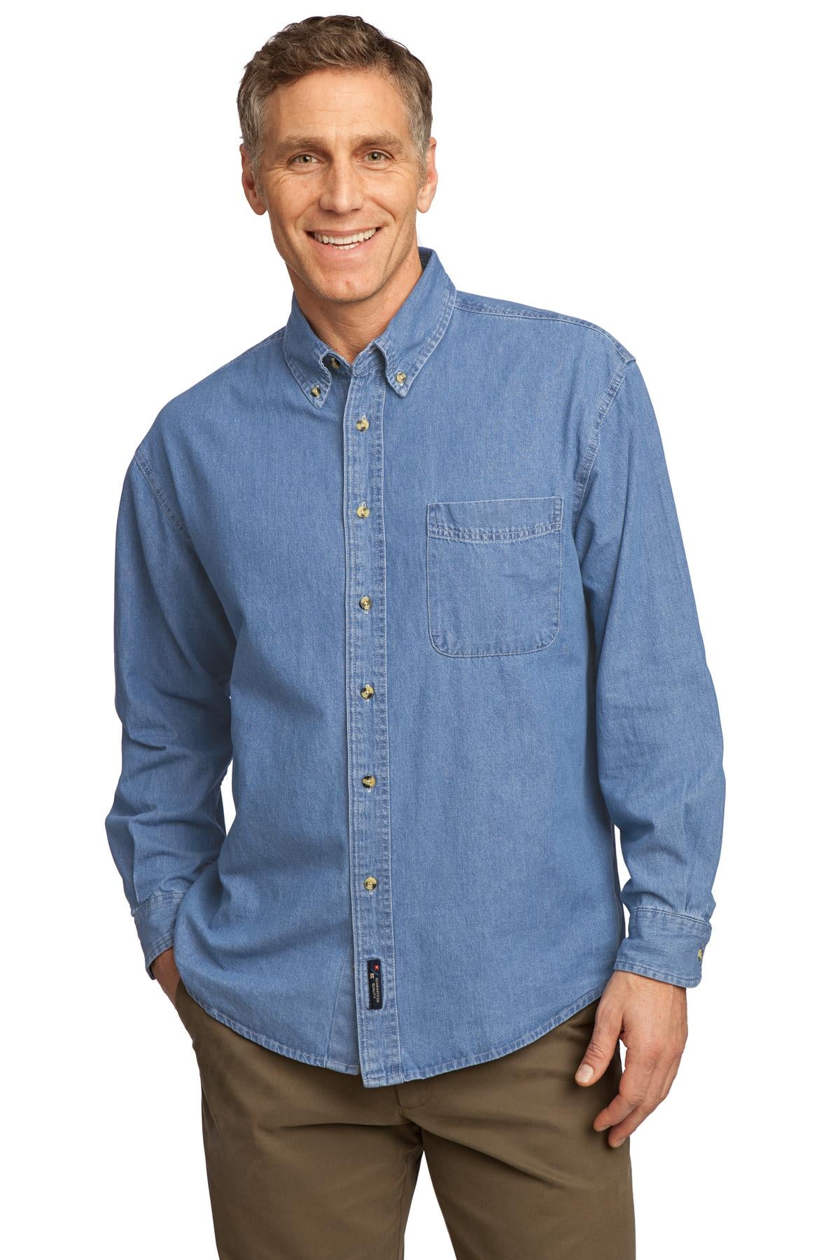 Port & Company® - Long Sleeve Value Denim Shirt. SP10