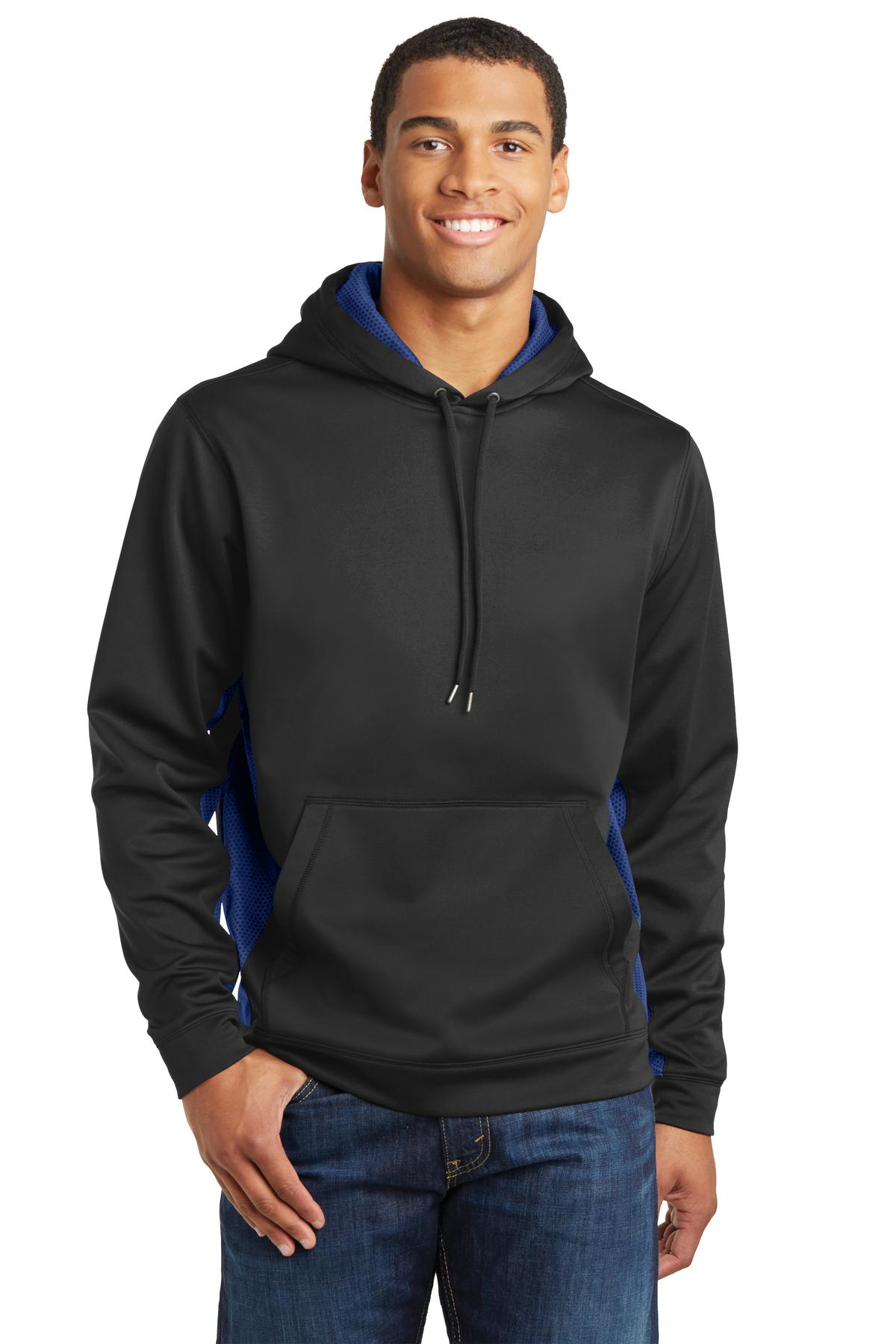 Sport-Tek® Sport-Wick® CamoHex Fleece Colorblock Hooded Pullover. ST239