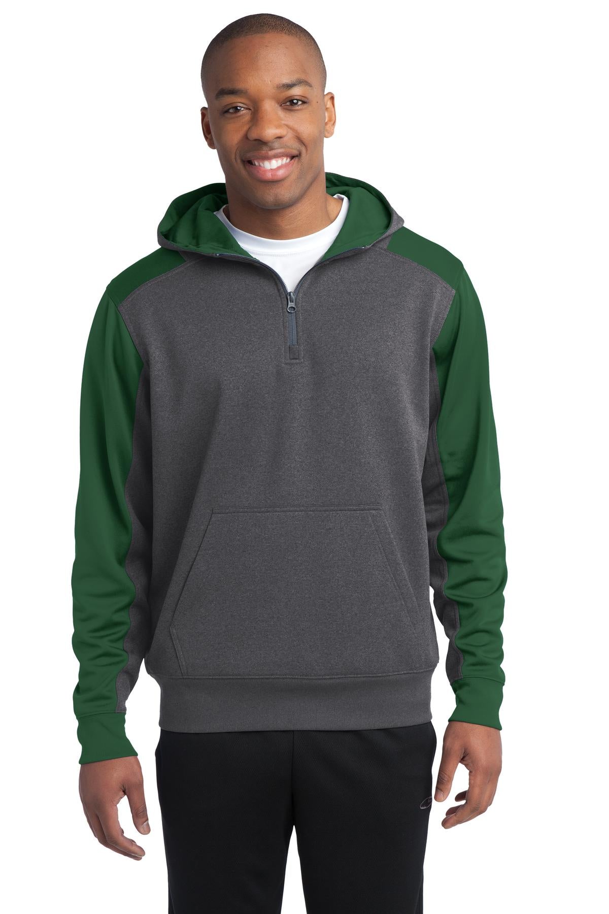 Sport-Tek®  Tech Fleece Colorblock 1/4-Zip Hooded Sweatshirt. ST249