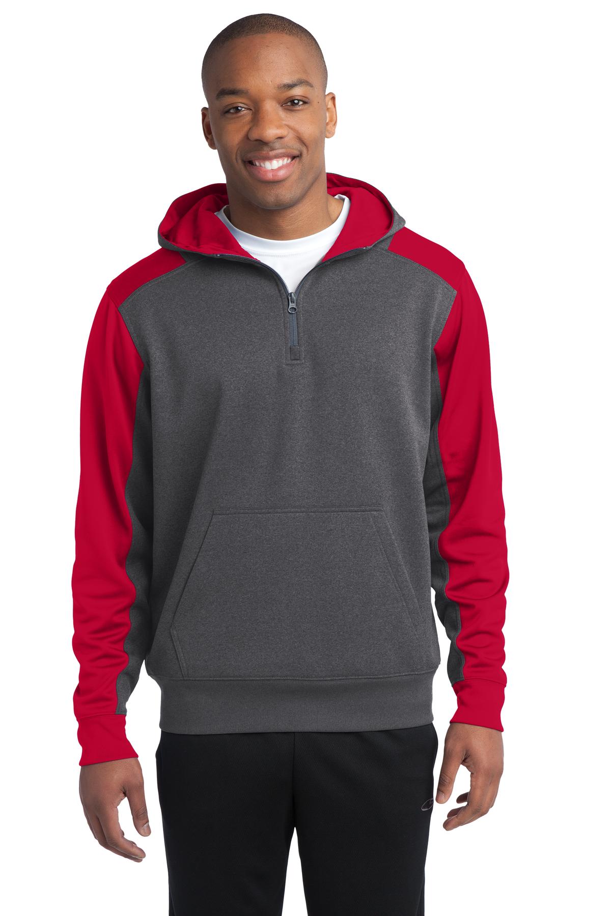 Sport-Tek®  Tech Fleece Colorblock 1/4-Zip Hooded Sweatshirt. ST249