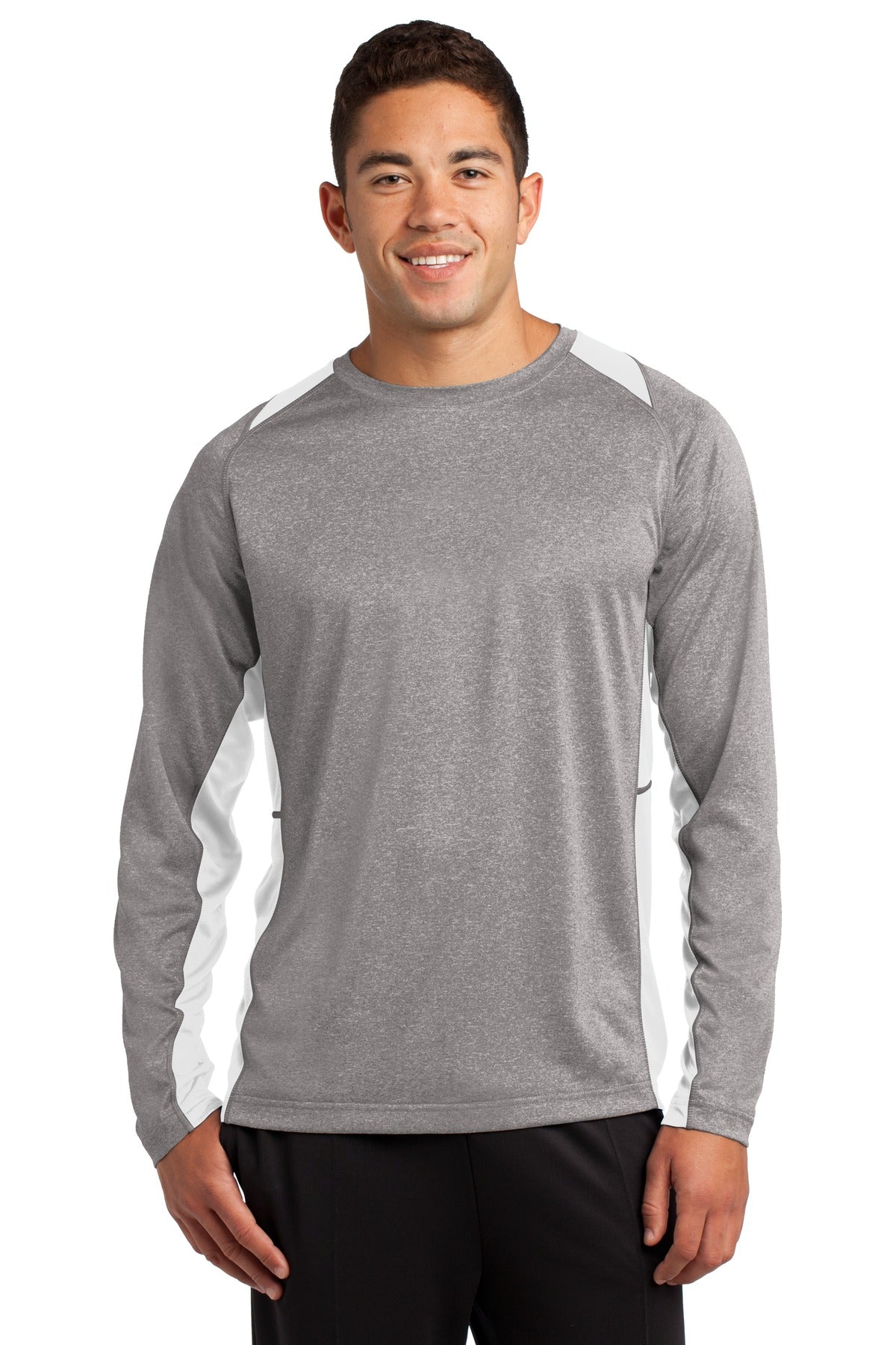 Sport-Tek® Long Sleeve Heather Colorblock Contender™ Tee. ST361LS