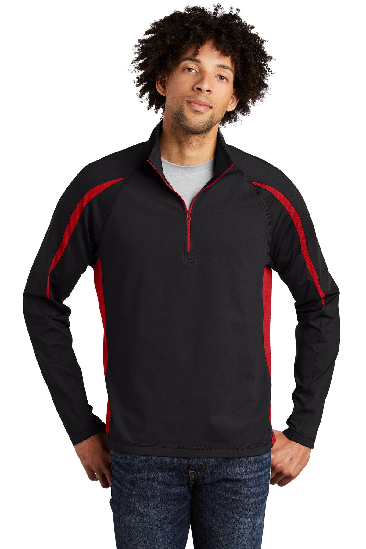 Sport-Tek® Sport-Wick® Stretch 1/2-Zip Colorblock Pullover. ST851