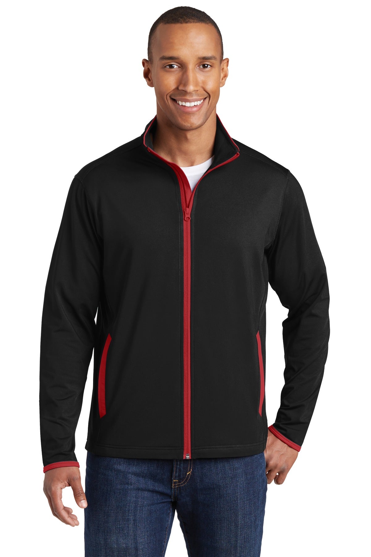 Sport-Tek® Sport-Wick® Stretch Contrast Full-Zip Jacket.  ST853