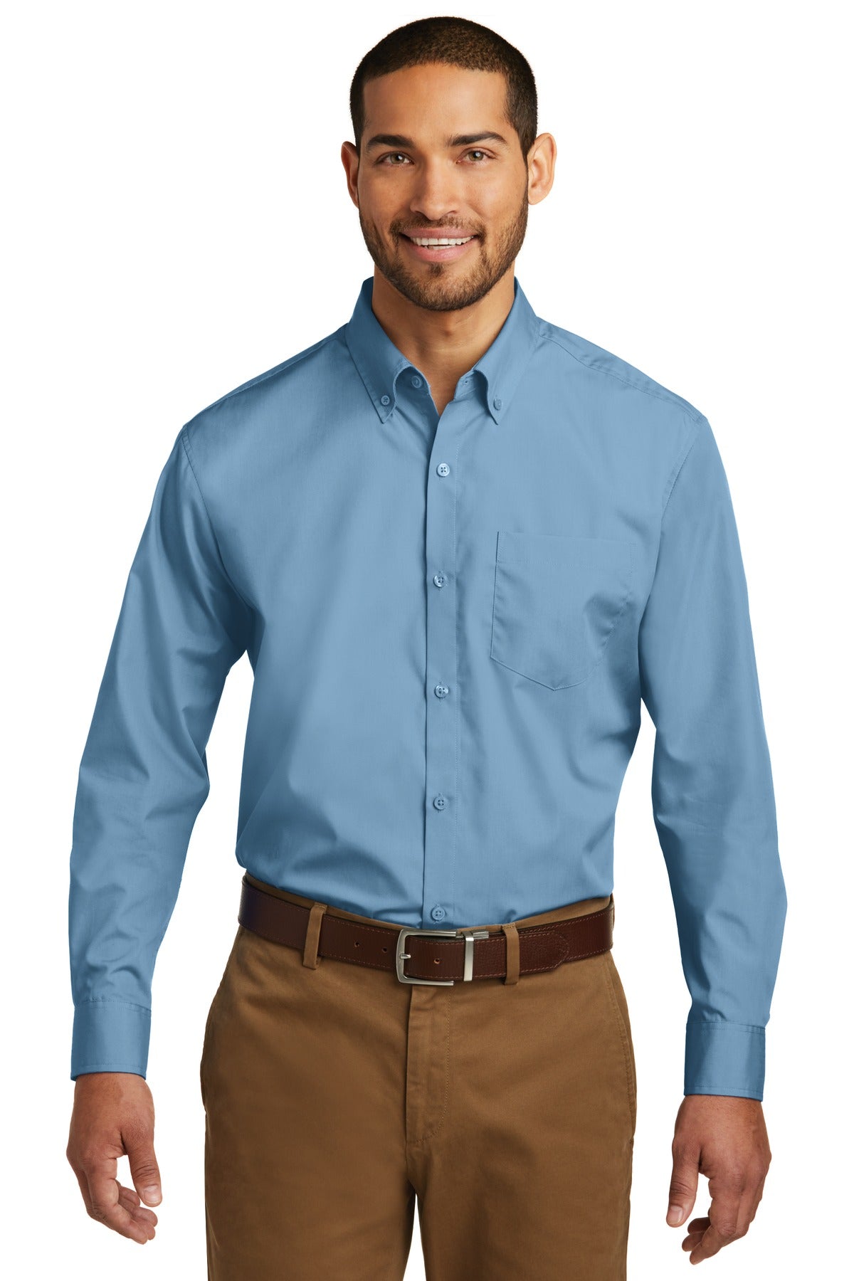 Port Authority® Long Sleeve Carefree Poplin Shirt. W100