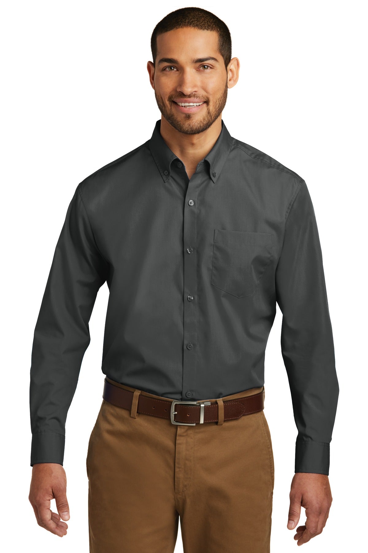 Port Authority® Long Sleeve Carefree Poplin Shirt. W100