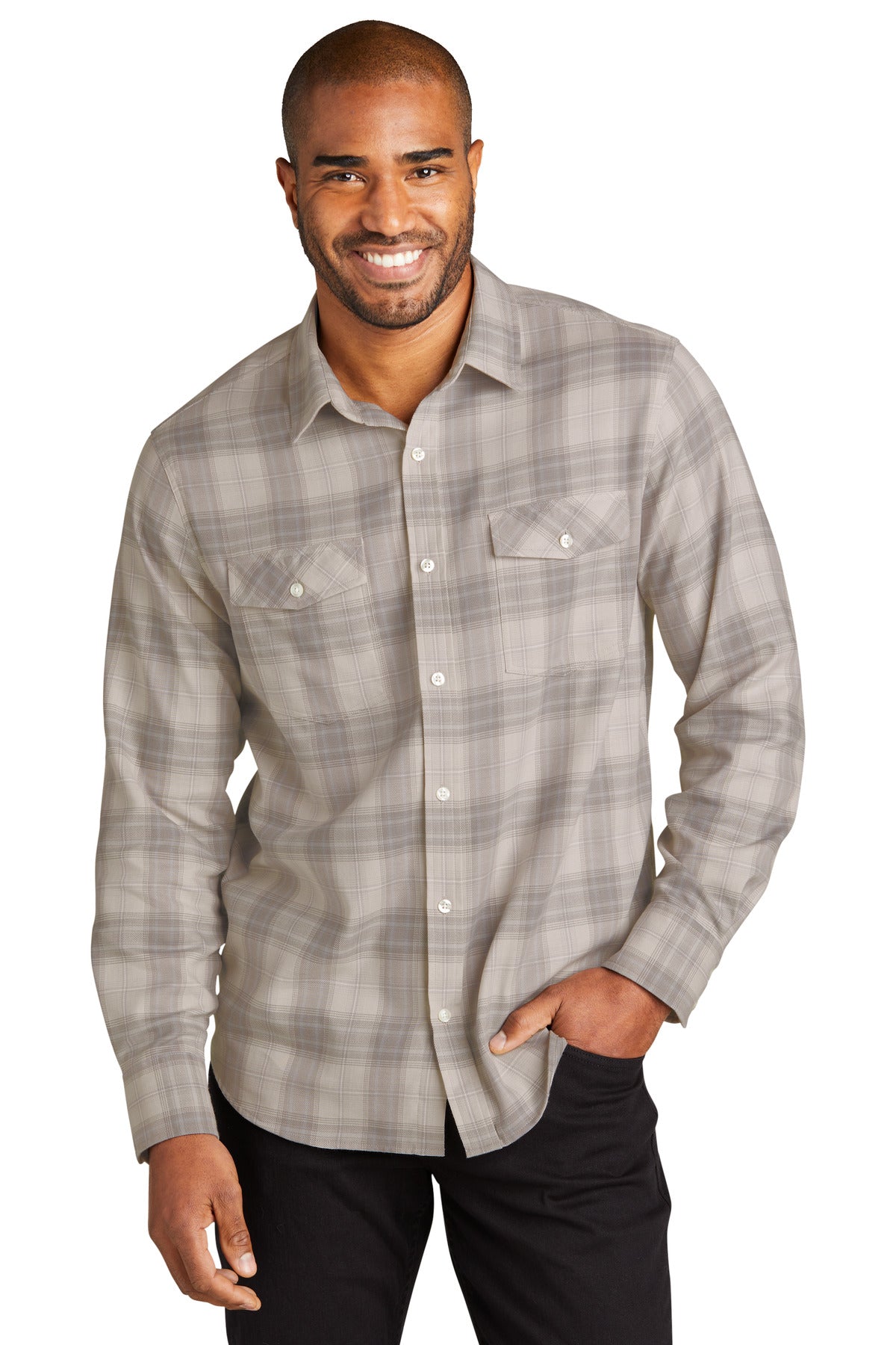 Port Authority® Long Sleeve Ombre Plaid Shirt W672