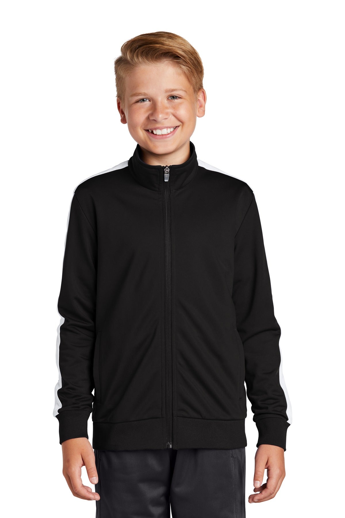 Sport-Tek ® Youth Tricot Sleeve Stripe Track Jacket. YST94