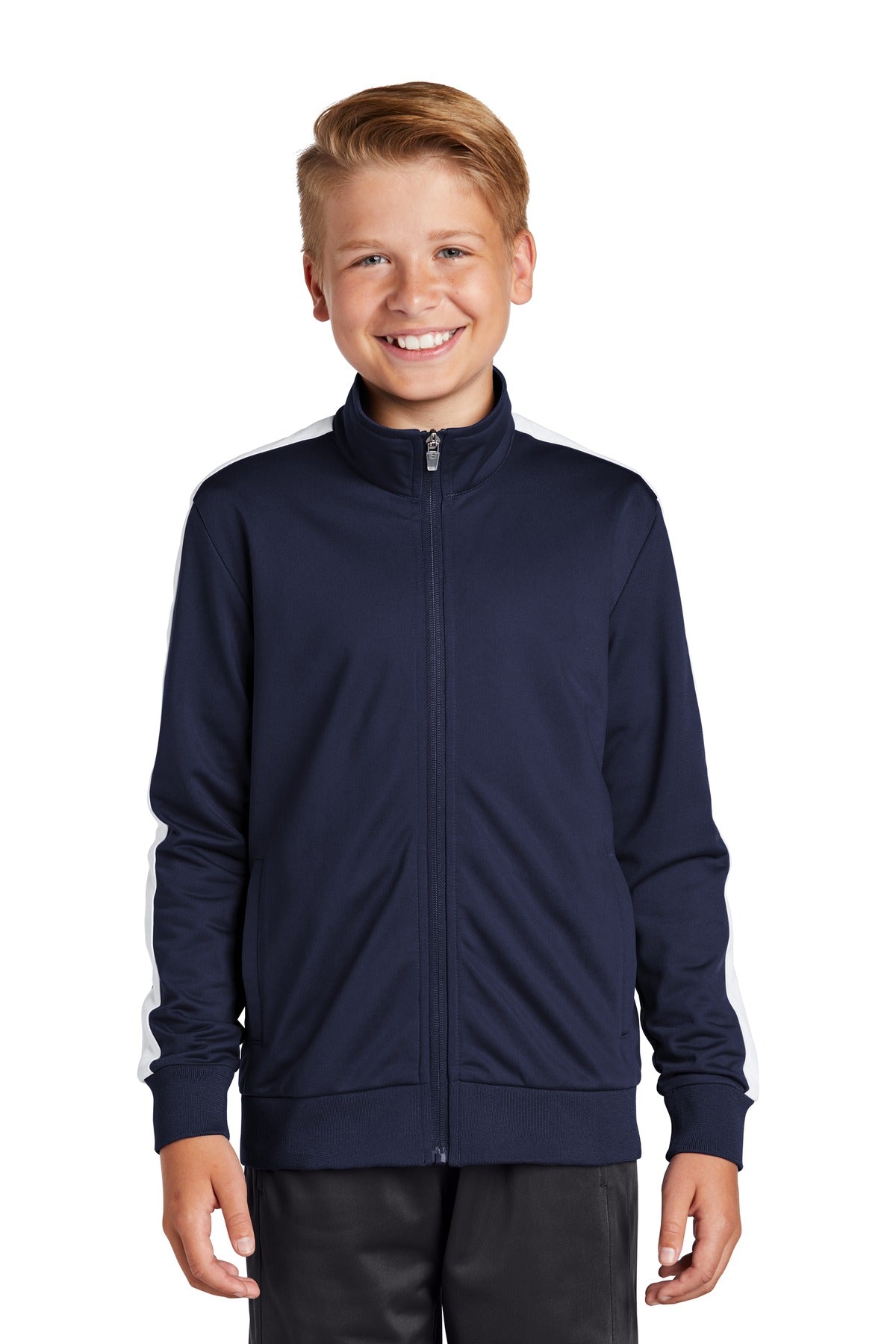 Sport-Tek ® Youth Tricot Sleeve Stripe Track Jacket. YST94